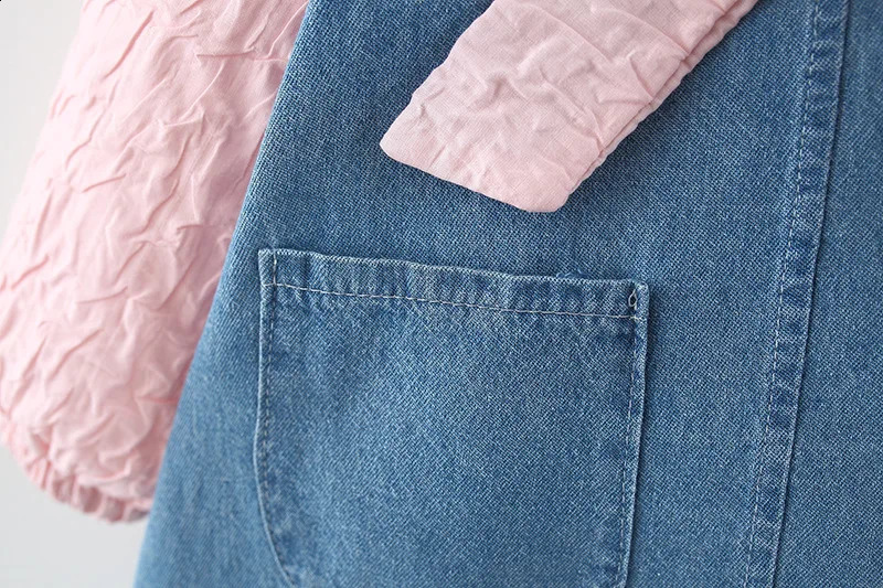 born baby Girls Spring fall clothes Outfits Bow Denim Dress costume for toddler baby Girl cloth 1 year Birthday Dresses dress 250228
