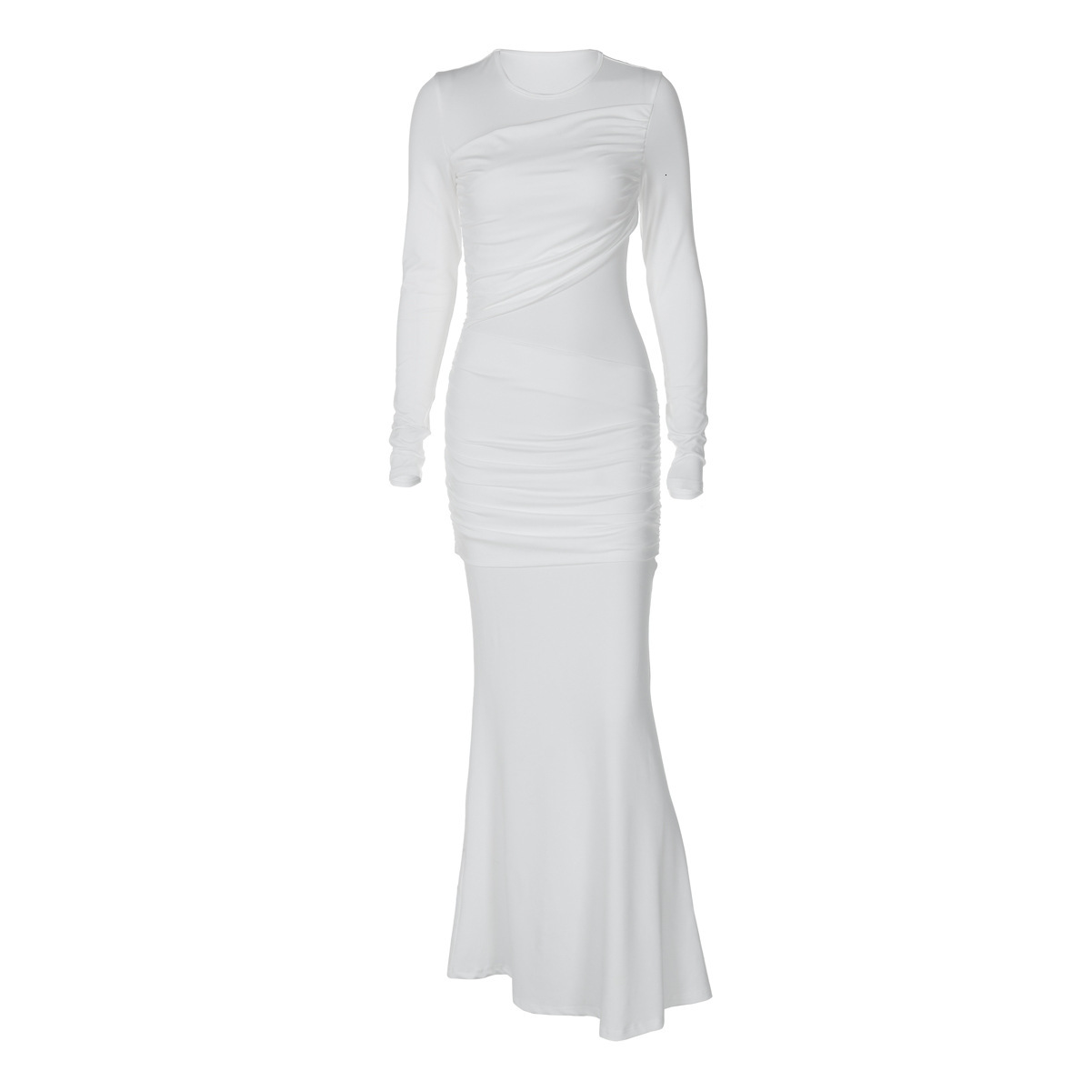 Hot Selling Women's Clothing New4 Autumn And Winter New Product Fashionable Temperament Slim Fit Pleated Splicing Long Sleeved Dress For Women