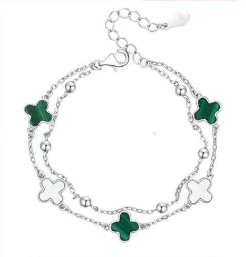 designer Clover double-layer girls, five wer bracelet for girlfriends, light jewelry, Instagram niche design, 2024