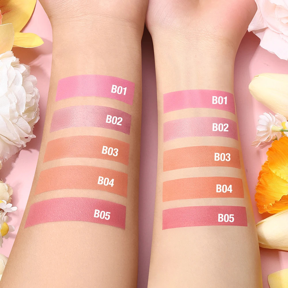 BANXEER Blush Cream Face Blusher 5 Colors Ever-changing Matte Shimmer Waterproof Long-lasting 3 IN 1 Multi-use Blush Face Makeup 250224