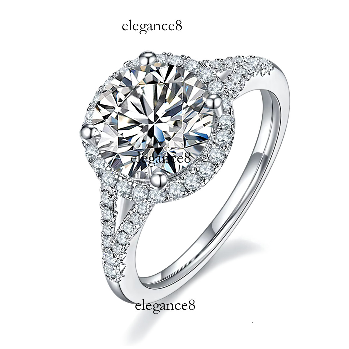 Jewelry electroplated women's wedding engagement ring, gold silica D VVS pure sier, new to 3 Ct M16E