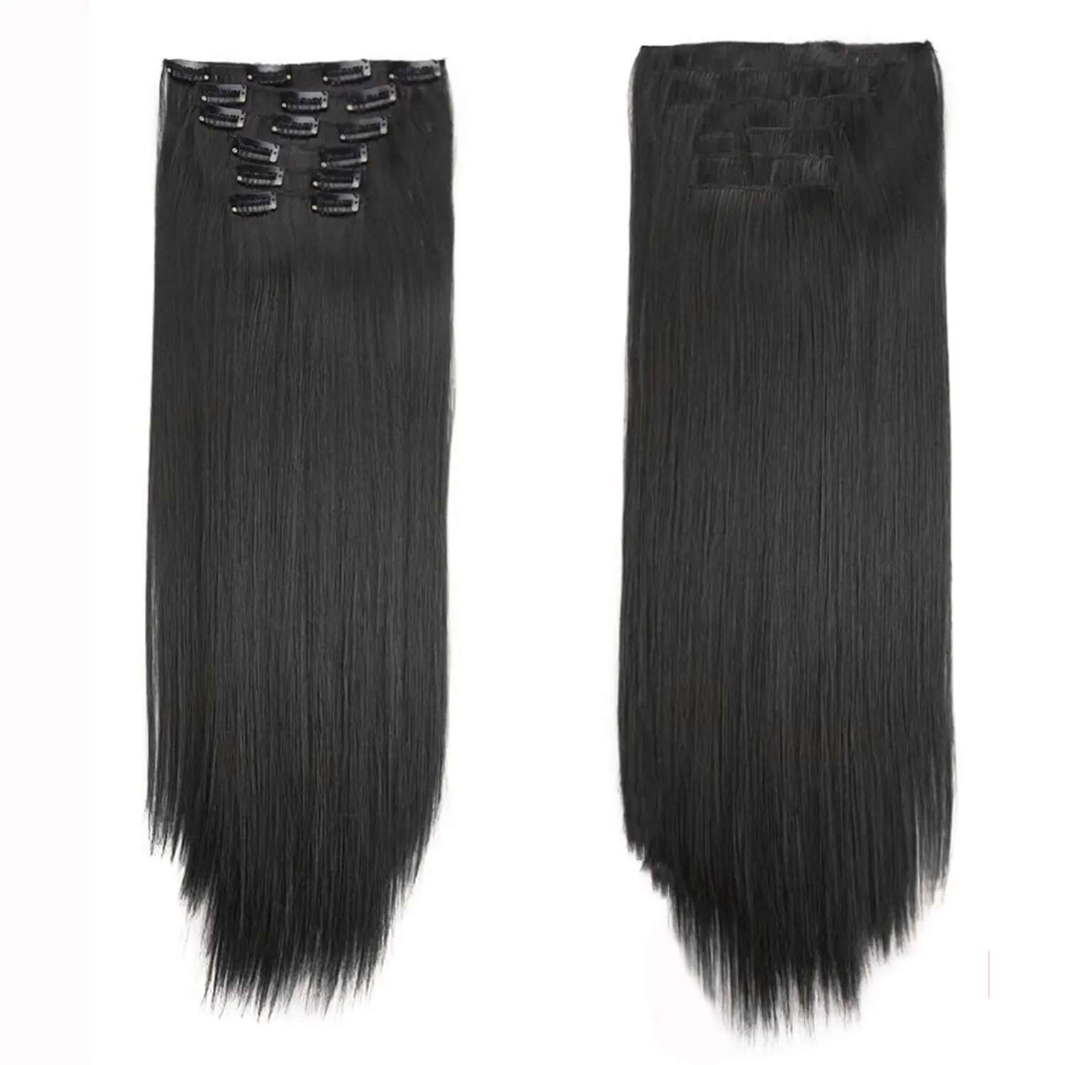 Clip In Synthetic For Women Straight Layered Hair Extensions Heat Resistant Long Wavy Daily