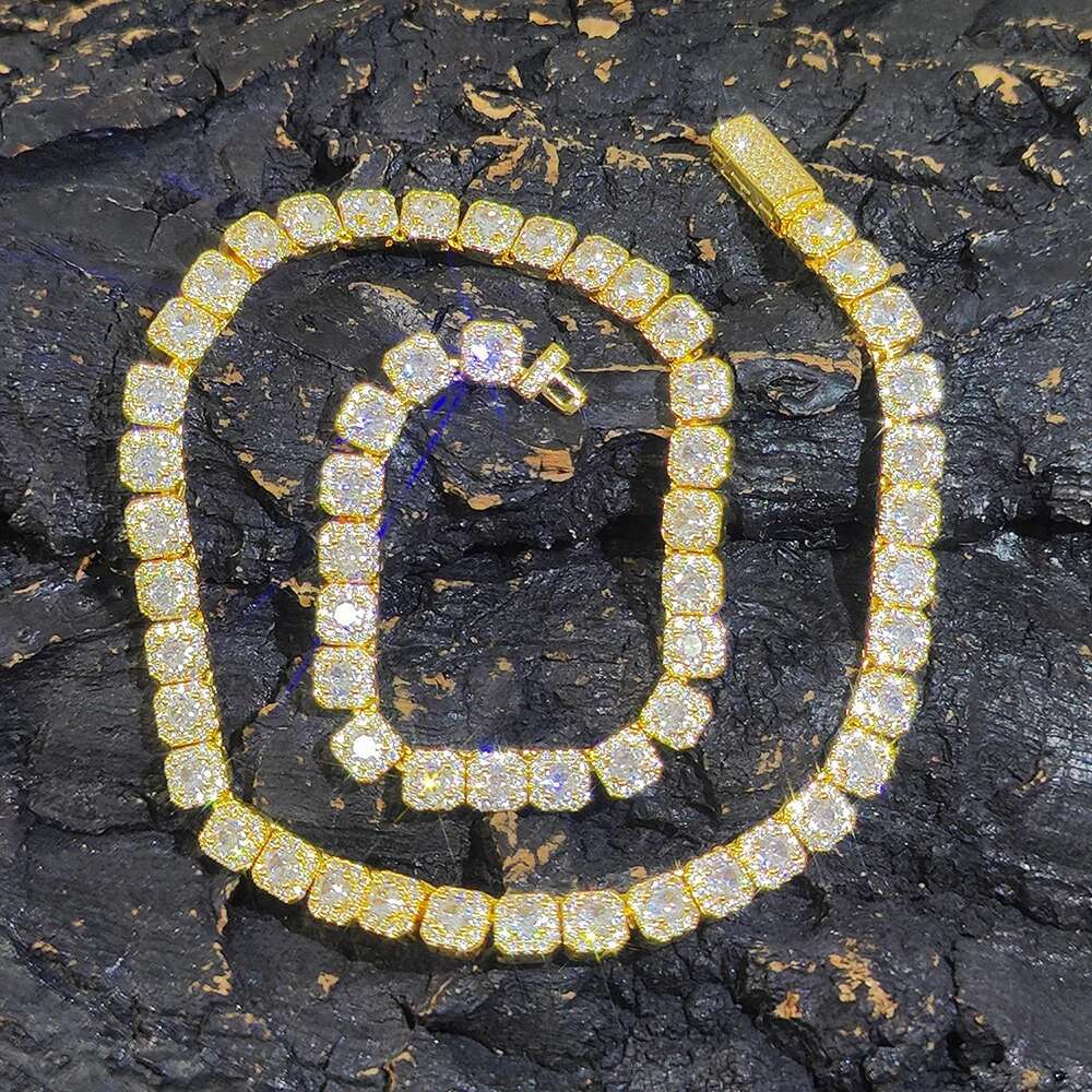 Clustered Dia Tennis Miami k Chain for Women 10MM Iced Out CZ Cuban Necklace Hip Hop Jewelry Gifts