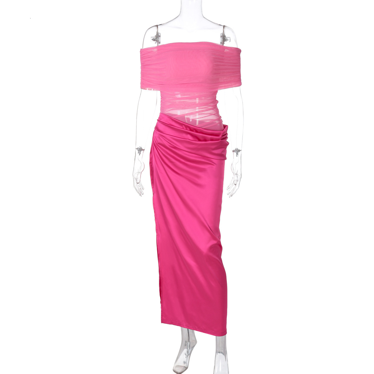 Hot Selling Women's Clothing New5 Spring/Summer New Product Fashionable And Sexy Perspective Splicing One Shoulder Dress