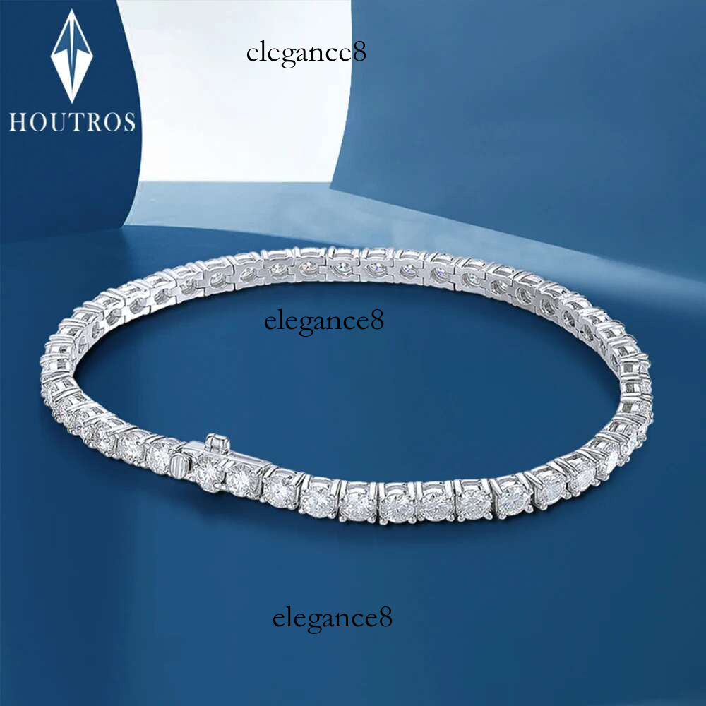 3.5mm D Color Full Moissanite Tennis Bracelet for Women Man Sterg Sier Hidden Lock Hand Chain Hiphop Party Jewelry Gift