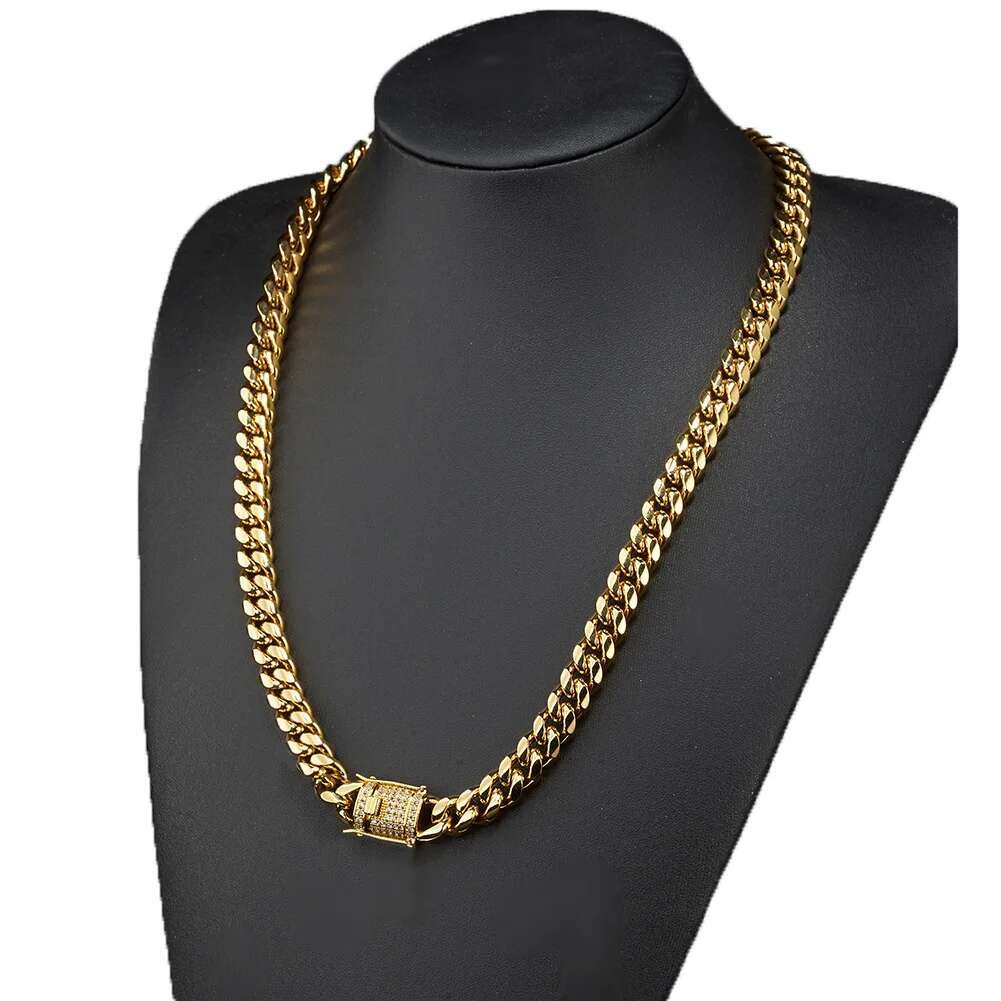 TOPGRILLZ Necklace Bracelet Set 8/10/12/14MM STAINLESS STEEL Gold Miami Cuban Curb Chain Hip Hop Fashion Jewelry Gift For Men