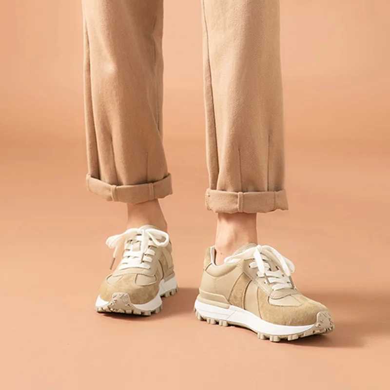 BeauToday Casual Sneakers Wen Suede Leather Patchwork Mixed Lace-Up Round Toe Platform Shoes Lady Flats hot Handmade 29130 Z250301