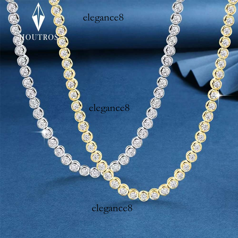 D Color 2/3mm Round Moissanite Tennis Necklace GRA Certified Sterg Sier Gold Plated Necklaces Party Wedding Jewelry