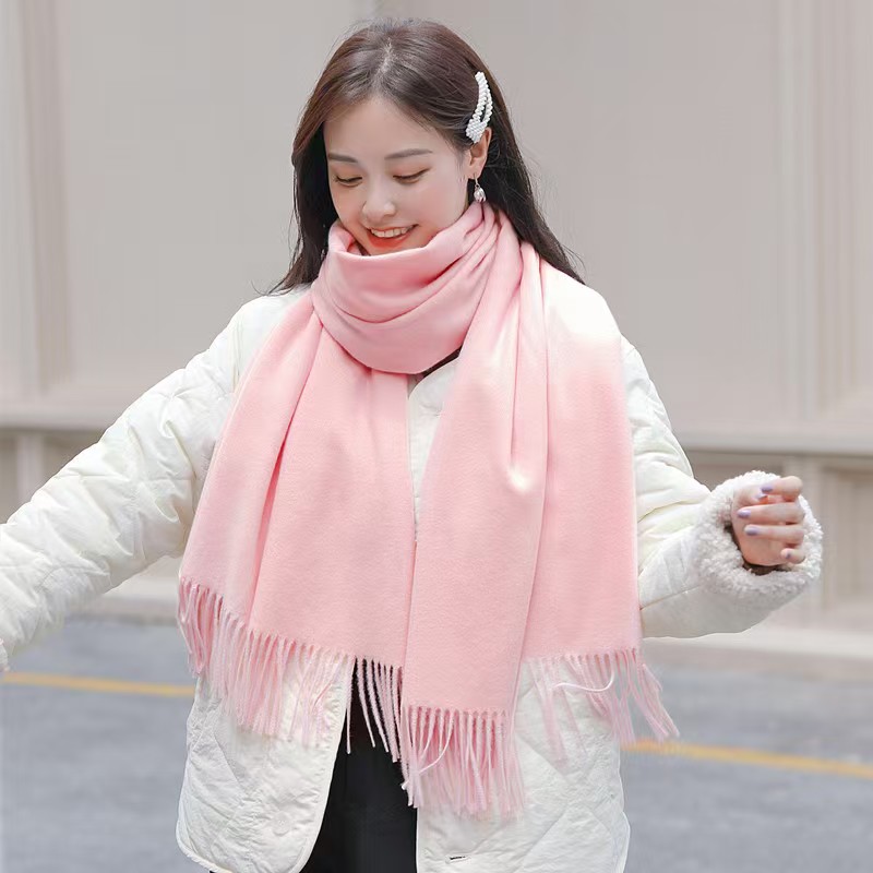K028 Imitation cashmere scarf women autumn and winter solid color scarf versatile Korean style ladies shawl high-grade white scarf wholesale