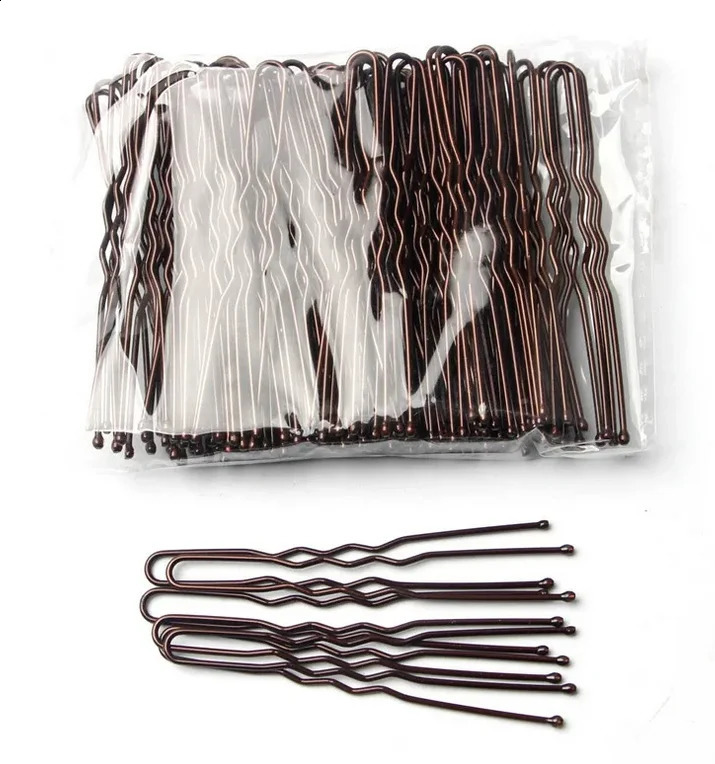 50PcsBag Women U Shaped Metal Hair Pins Alloy Girls Waved Clips Bridal Headwear Accessories 567cm 250218