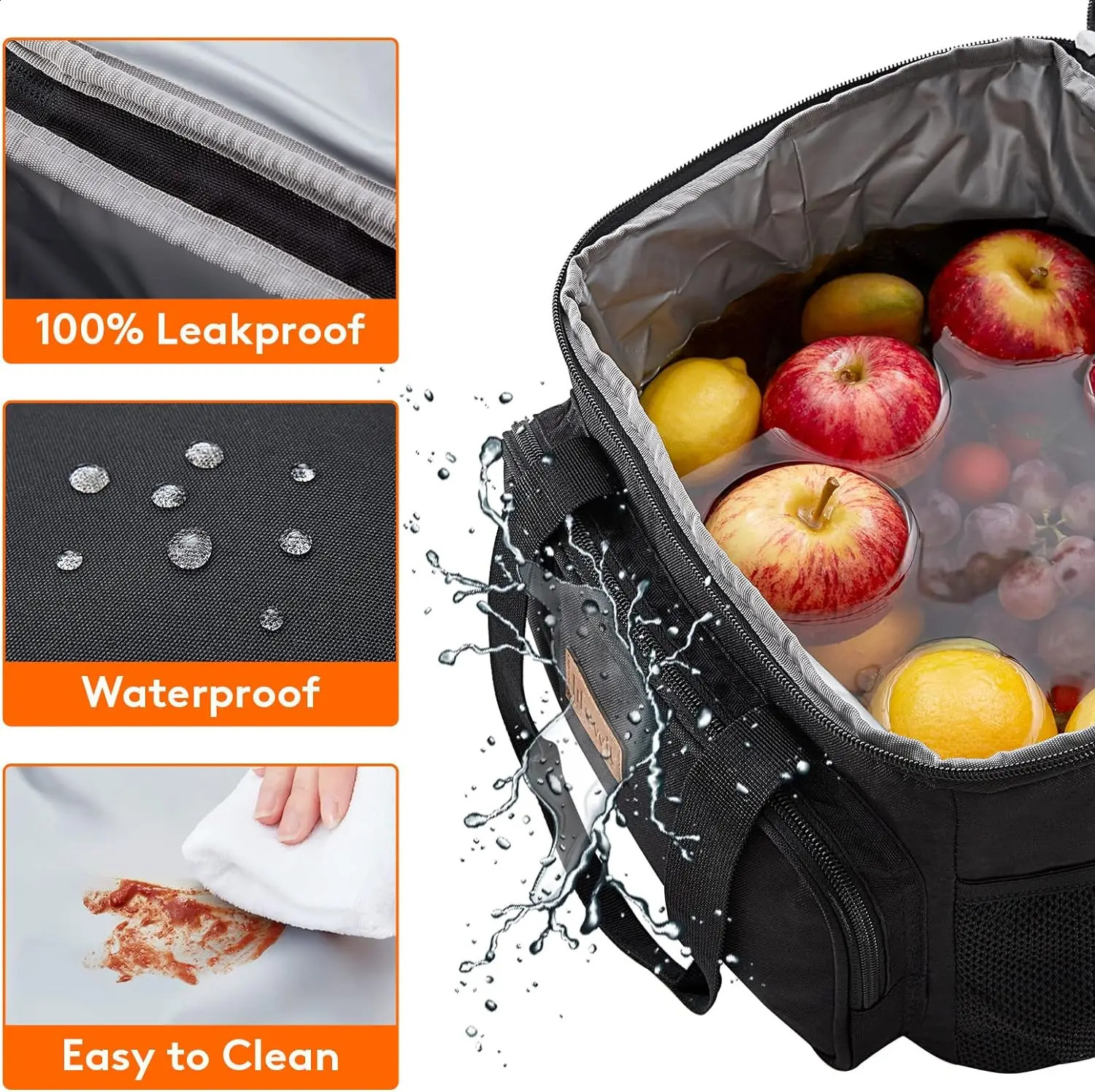 Lifewit Large Lunch Bag Insulated Lunch Box Soft Cooler Cooling Tote for Adult Men Women Black 15L 250228