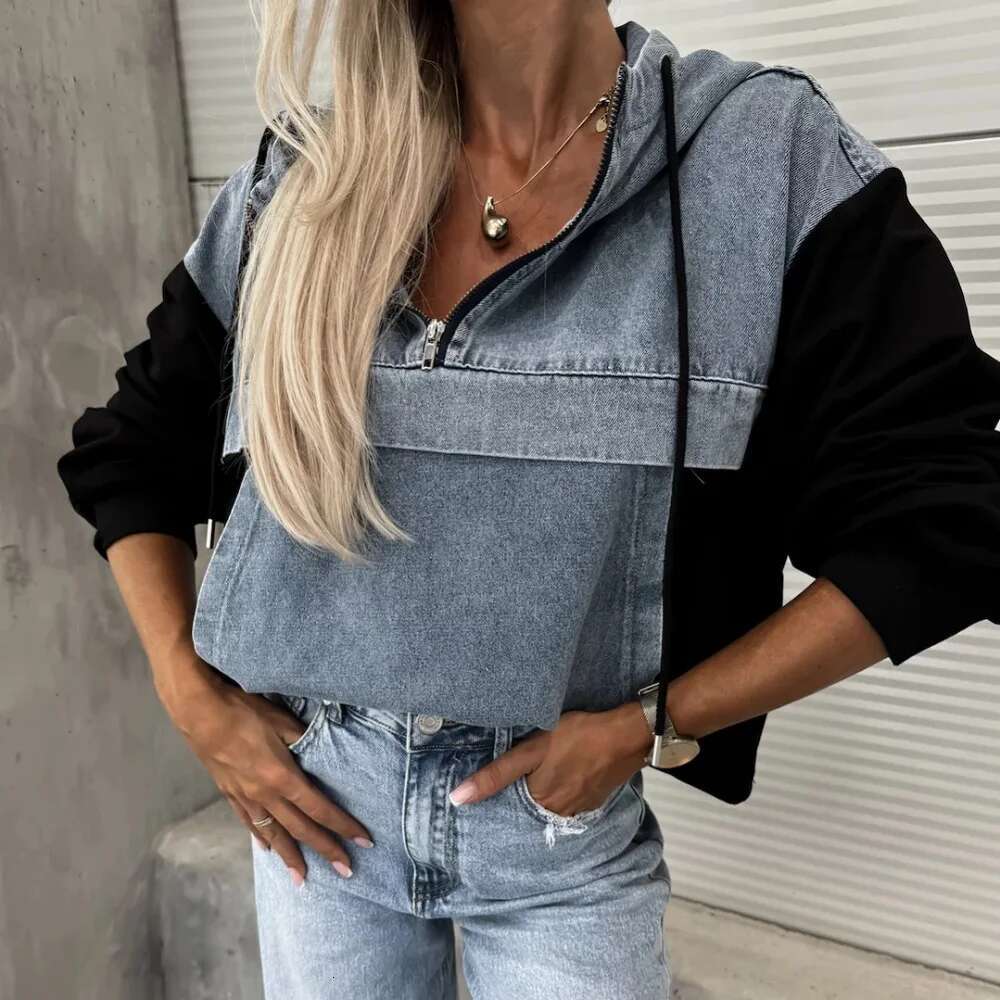 Women Autumn Hoodies Sweatshirt Ladies Long Sleeve Denim Ing Pullovers Sweatshirts Tops