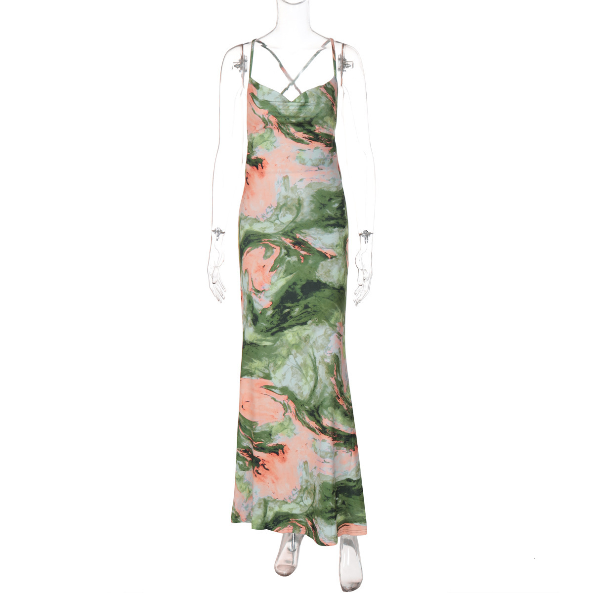 Hot Selling Women's Clothing New4 Summer New Product Fashionable Printed Sexy Backless Lace Up Slim Fit Dress