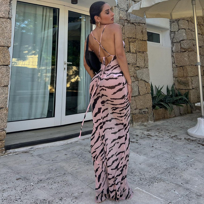 Women's New4 Summer New Product Fashionable And Sexy Bareback Printed Slimming Strap Dress