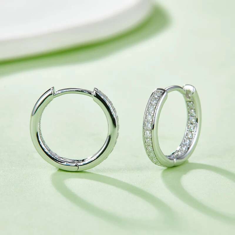 Fashion Moissanite Hoop Sterg Sier Plated Gold Women's Earrings Three Colors Optional Versatile Jewelry