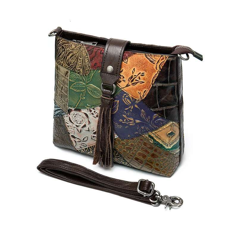 MAHEU Fashionable Women Shoulder Ethnic Style Genuine Crossbody Bags Of Female Ladies Patchwork Leather Sg Bag