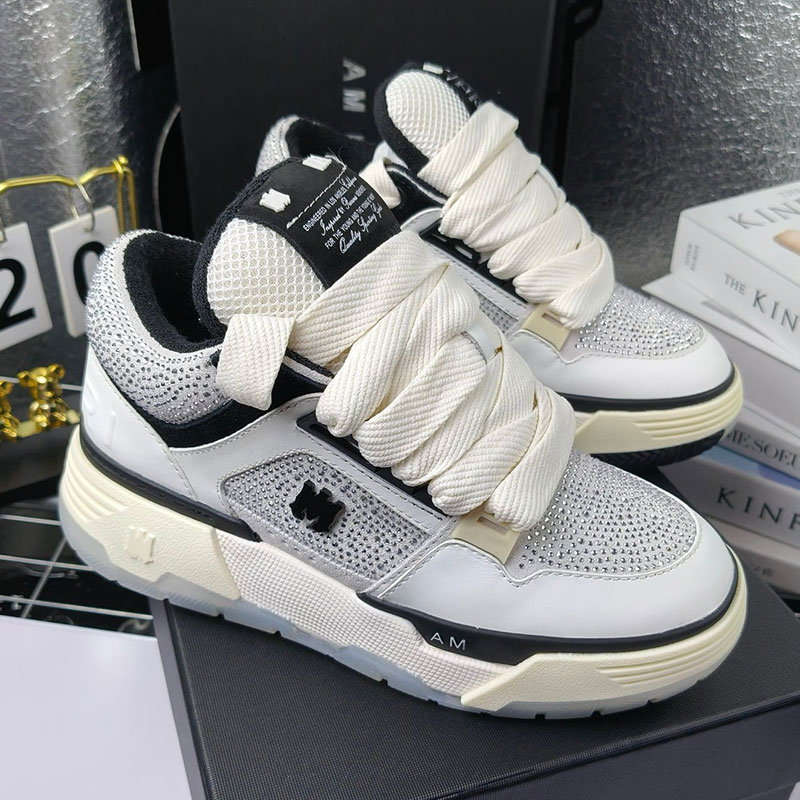 Designer Women Crystal MA-1 Sneakers Men MA1 Sports Shoes Rubber Sole Crystal Inlaid Leather Upper Breathable Comfortable Towel Inner Brand Womens Casual Shoes548