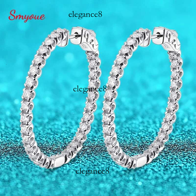 Smyoue Plated 1.74-6.5cttw All Moissanite Hoop Earrings for Women Lab Dia Jewelry 100% Sterg Sier Earring GRA