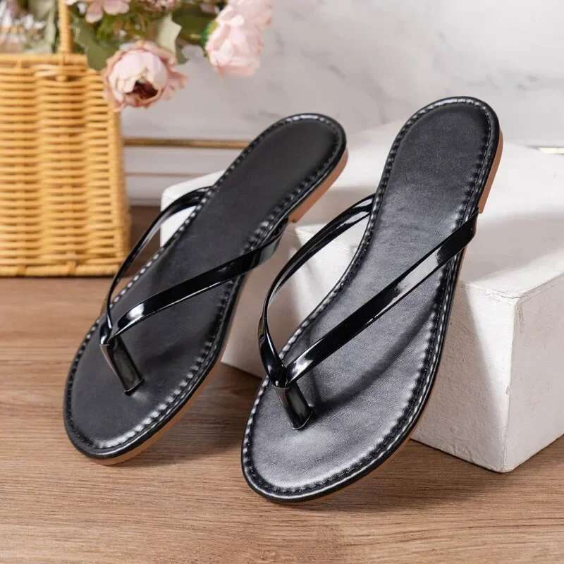 Solid 2025 Fashion Color Casual Summer Comfortable Sier Gold Shoes Beach Home Flat Simple Women's Slippers
