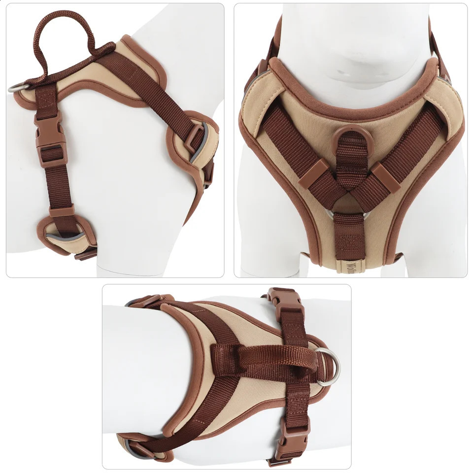 Chocolate color Dog Harness no pull for large Small dogs Adjustable Chest Strap dog harness personalized 250224