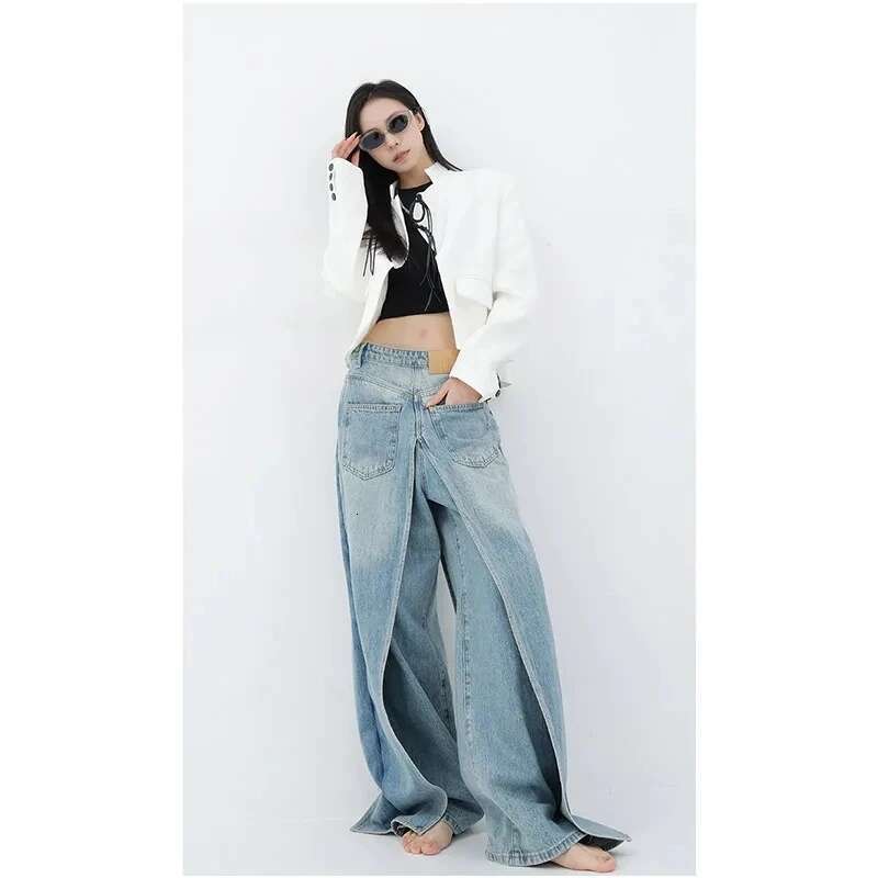 Women Blue Jeans Y2k Vintage High Waist Baggy Cowboy Pants Aesthetic Haruku Denim Trousers 90S Trashy Emo 2000S Grunge Clothes
