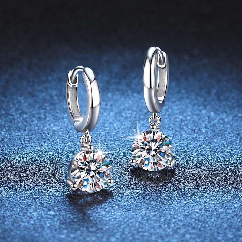 NeeTim 2ct Moissanite Earrings100% S Sterg Sier Orginal Drop Earring Wedding Bride Jewelry with Certificate for Women