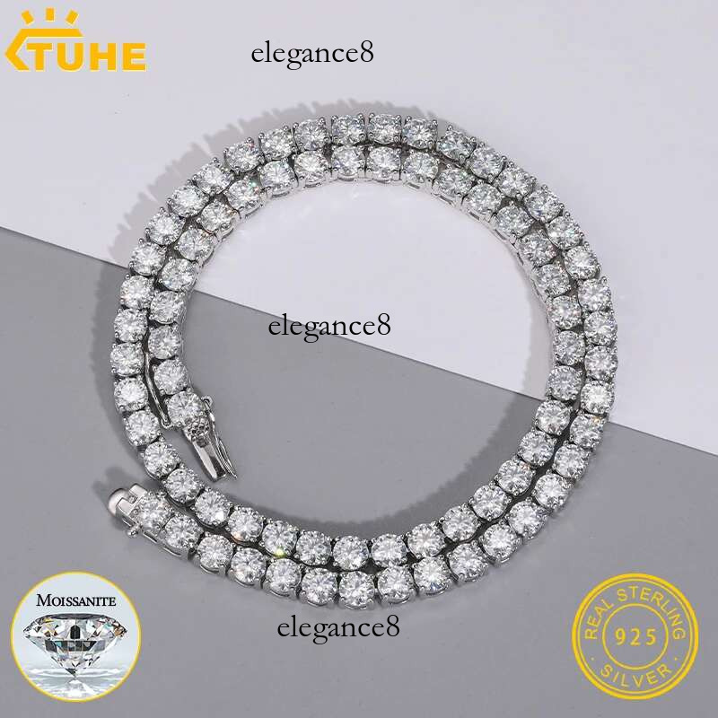TUHE With Certificate Moissanite Sterg Sier Women Men For Hip Hop Jewelry Custom Tennis Chain Necklace
