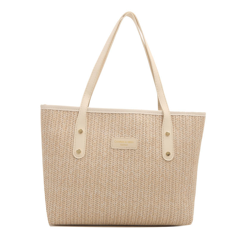 Straw bag women 2025 new fashion color contrast underarm bag popular Tote bag Free Shipping