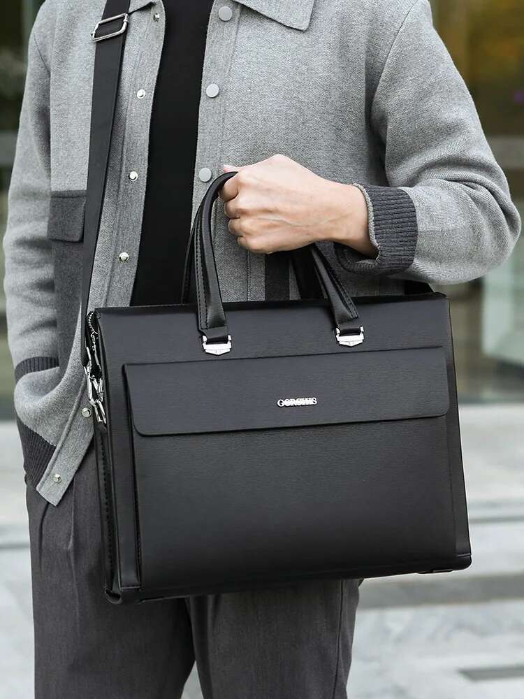Executive Briefcases For Men PU Leather Designer Password Lock Business Office 15.6 Inch Laptop Handbag Messenger Bag