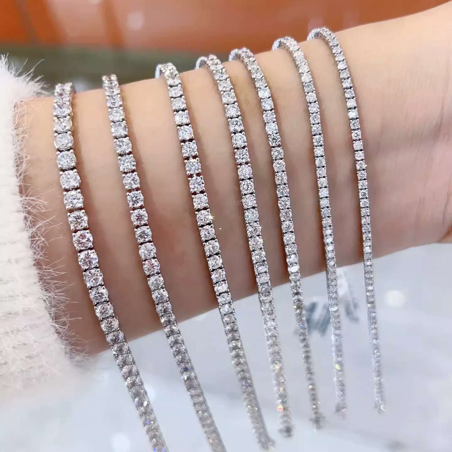 S Moissanite Tennis Bracelet, Multiple Sizes, 2mm/3mm/4mm/5mm, Classic Design