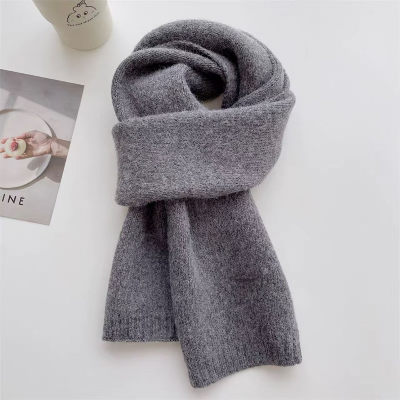 T206 versatile furry scarf winter internet celebrity lazy style scarf short style warm Korean style