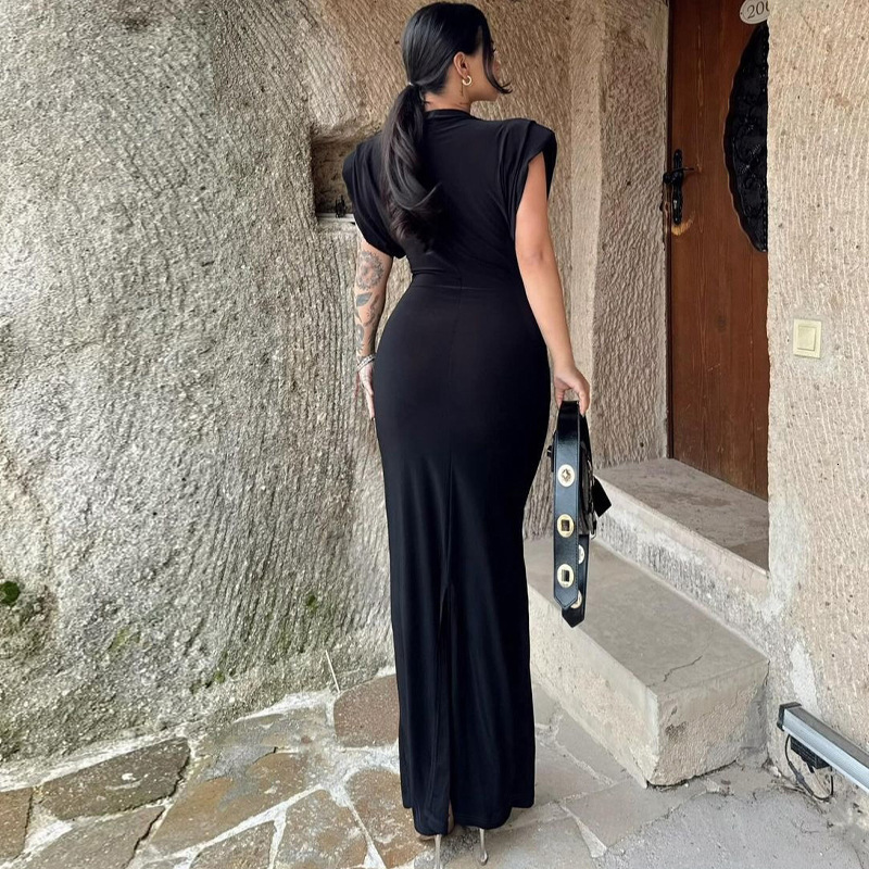 Women's Clothing New4 Summer New Product Fashionable Temperament Back Slit Sleeveless Round Neck Dress