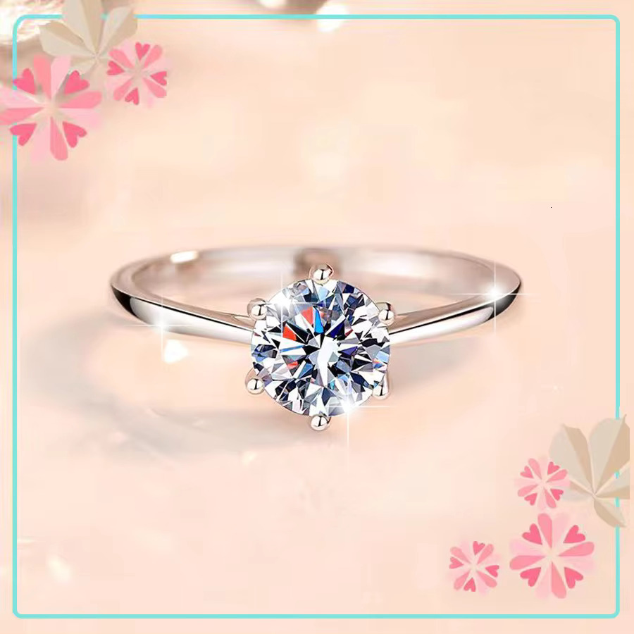 Moissanite Ring Women's Pure Sier Plated PT950 Gold Ins Style Fashion Design High end Light Jewelry