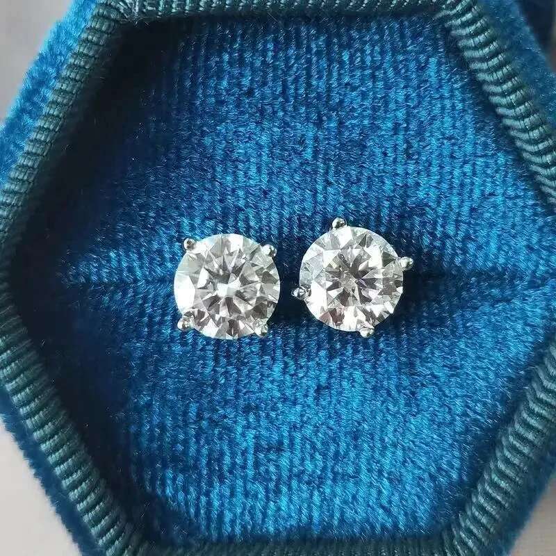 GRA Earrings Sterg Sier Lab Dia Mossanite Earring for Women Men Lover Moissanite Ear Stud 1ct 2ct