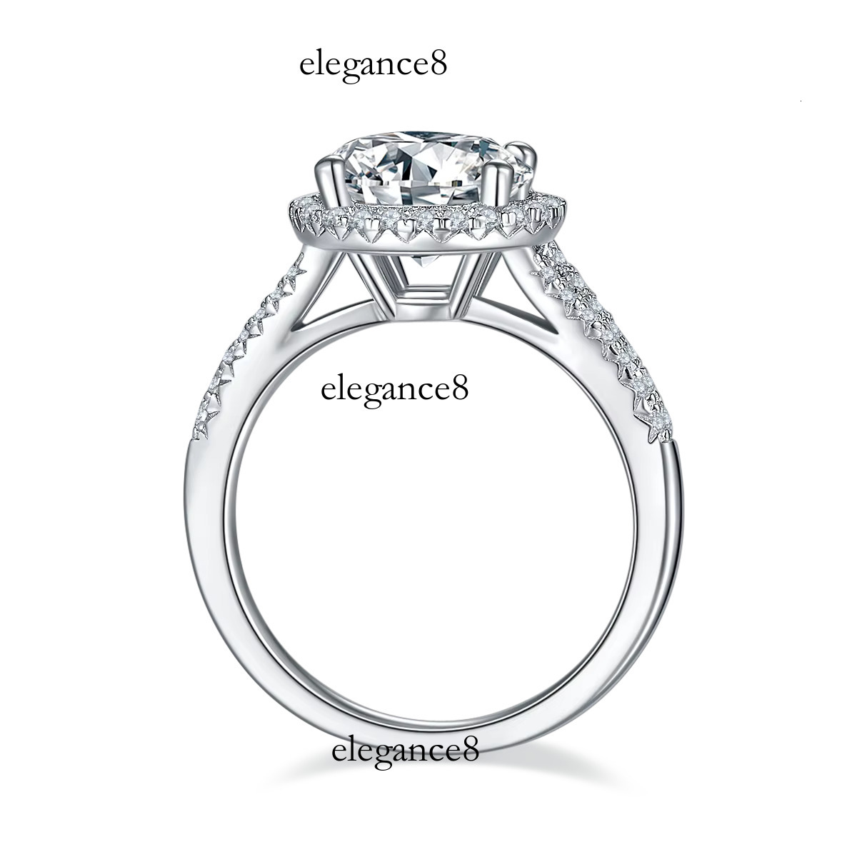 Jewelry electroplated women's wedding engagement ring, gold silica D VVS pure sier, new to 3 Ct M16E