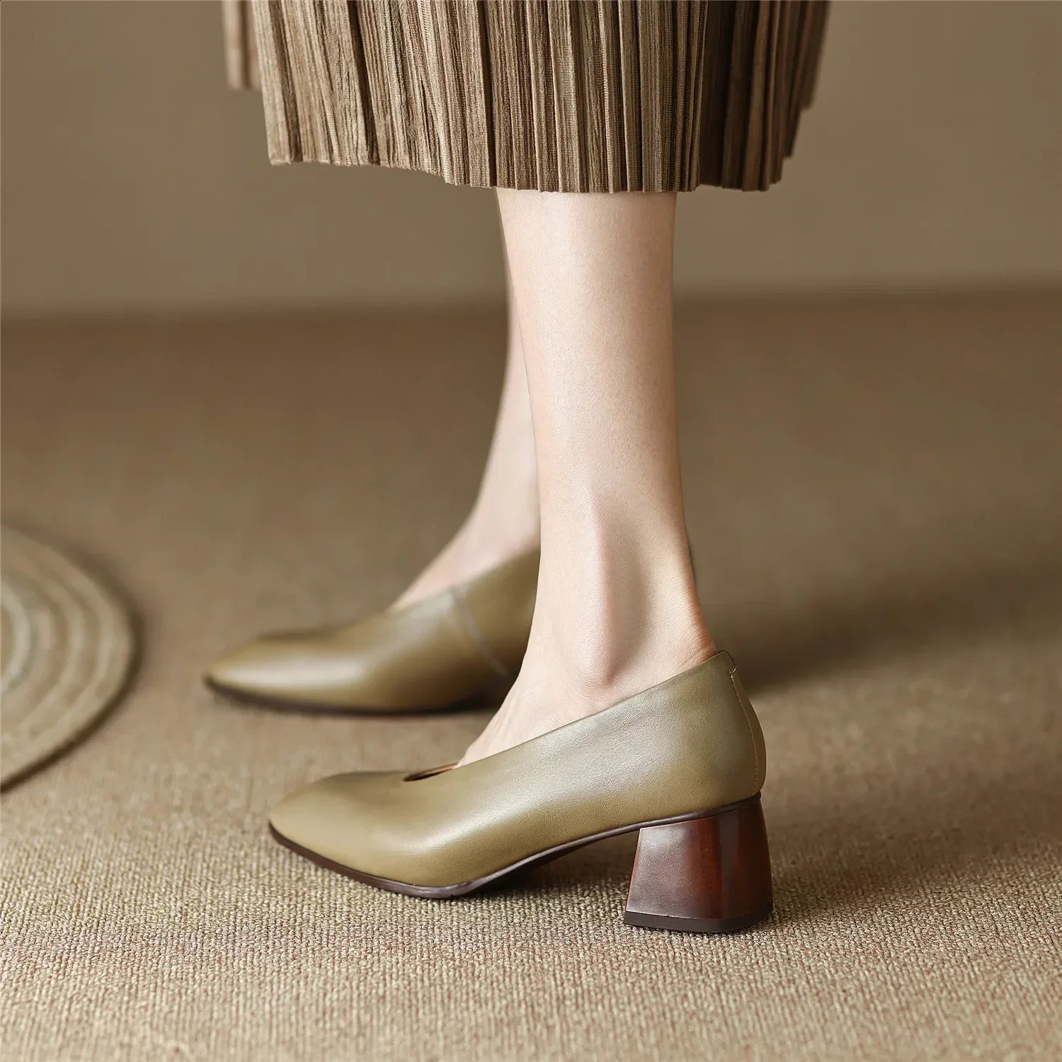 Women Genuine Leather Pumps Retro Cowhide Upper Pigskin Lining and Insole Female Spring Fall Handmde Gift Shoes Big Size 42 250228