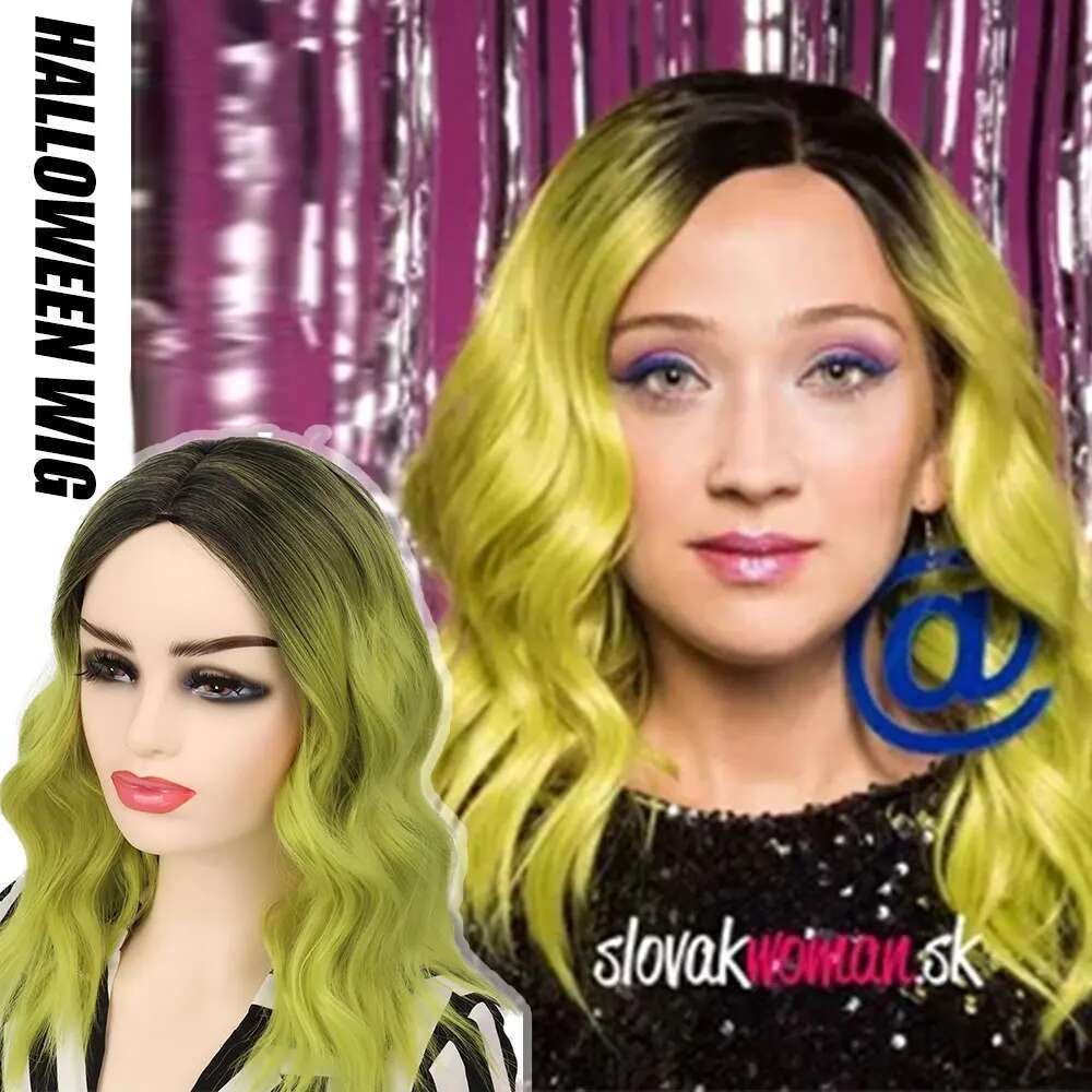 Green Bob For Women Synthetic Short Wavy Curly Ombre Wigs St.Patrick's Day Party Halloween Cosplay Wig