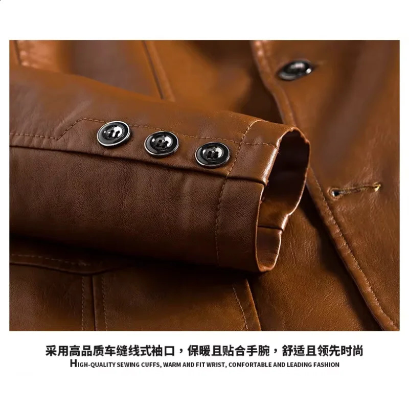 2024 Mens Leather Jackets Lapel Business Pu Blazers Men Solid Casual Slim Buttonup Coats Autumn Outwear Plus Size 6XL 250225