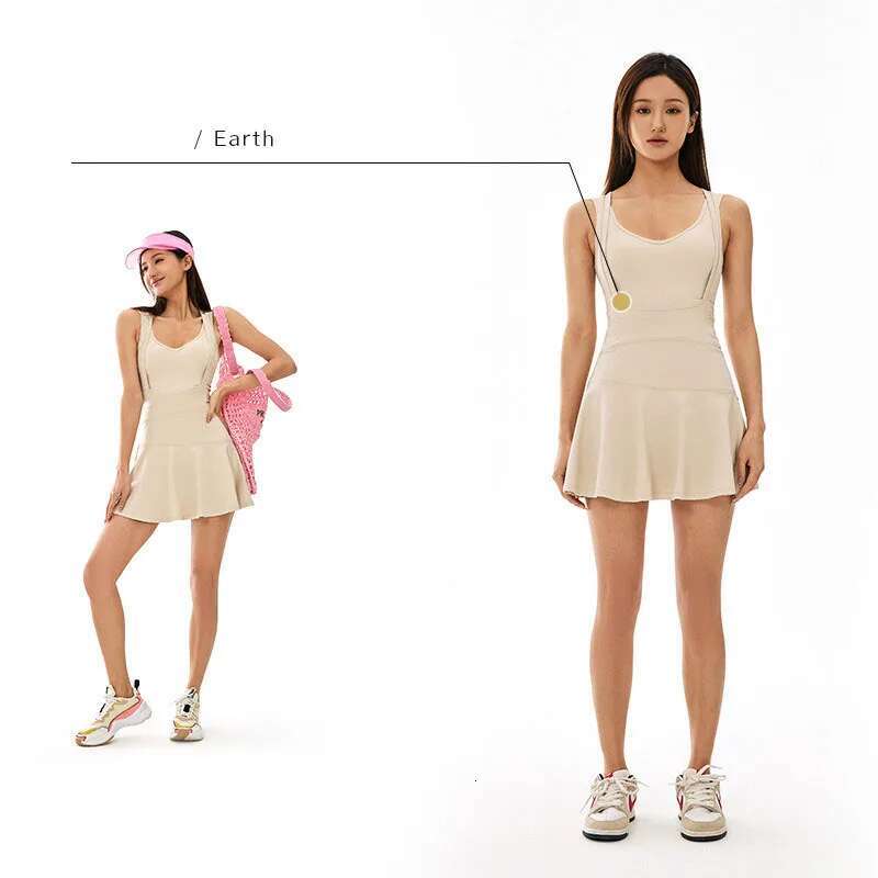 Tennis Dress Female Sleeveless Sport Suits Training Running Fiess Short Skorts Golf Badminton Tracksuits Padded Yoga Skirts