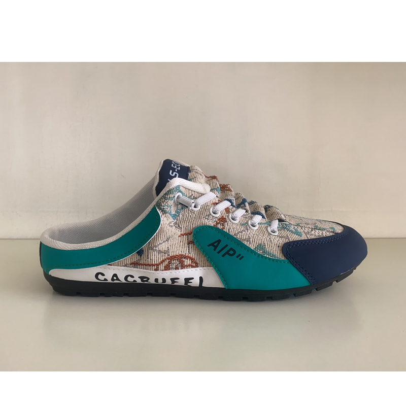 Baotou half support shoes men 2025 cross-border explosive cloth breathable heelless outdoor casual shoes a slip-on lazy shoes