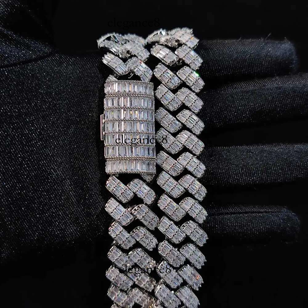18/19MM Thick Mix Baguette Iced Out Cuban k Rapper Hip Hop Jewelry CZ Dia Chain Necklace For Men