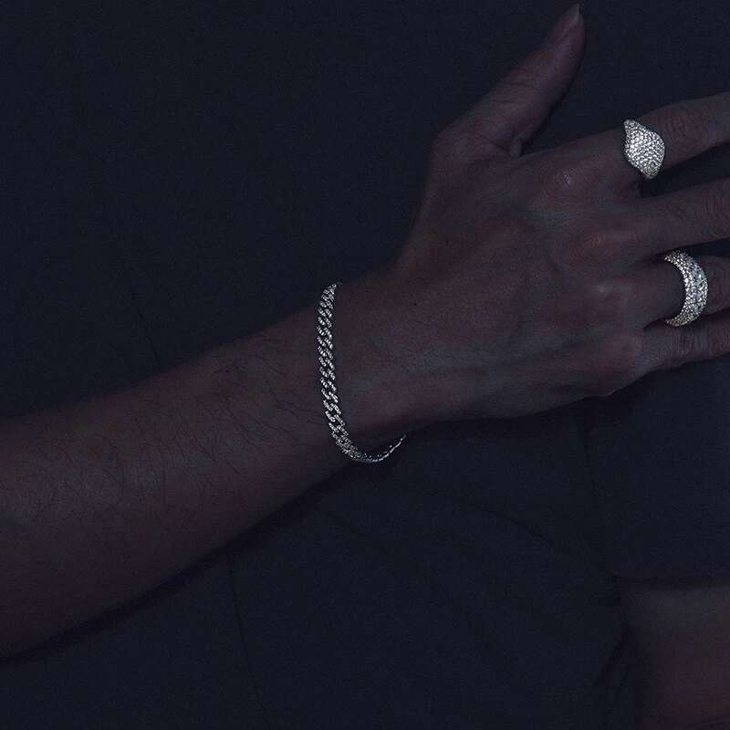 Hip Hop Rock Solid Sterg Sier Created Moissanite Dias Cuban Bracelets For Men Women Fine Jewelry Drop shipping 6MM