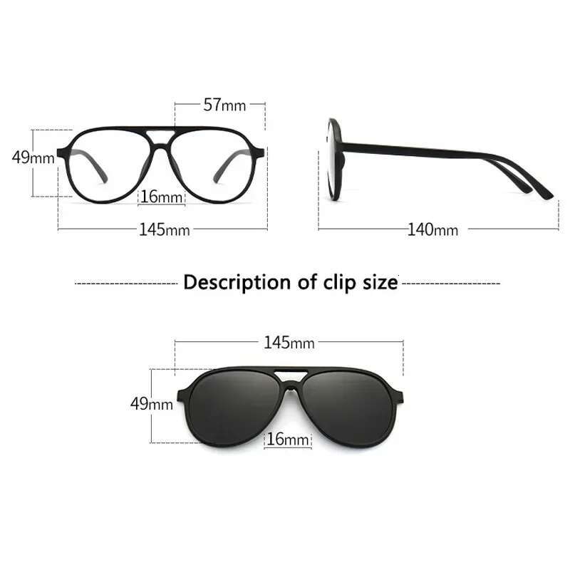 Polygon Magnet Clip Mya Sunglasses 6 in 1 Men Women Glasses Frame Double Beam Custom Prescription Eyewear