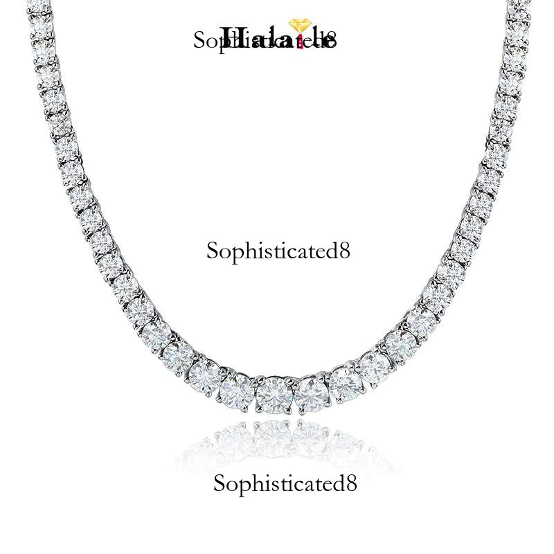 Halaile D Color Full Moissanite S Sterg Sier Tennis Necklace with GRA Fine jewelry Men Women's Wedding Neck chain