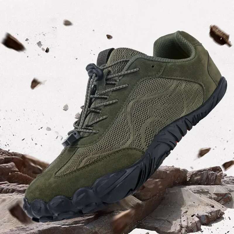 New and men's breathable mesh barefoot wide toe shoes women's flat hiking