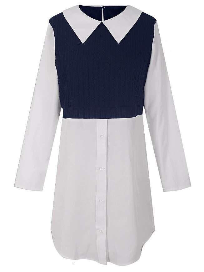 Women's Wear Textured Colorblock Polo Collar Blouse, Elegant Long Sleeve Blouse For Spring & Fall, Women's Clothing