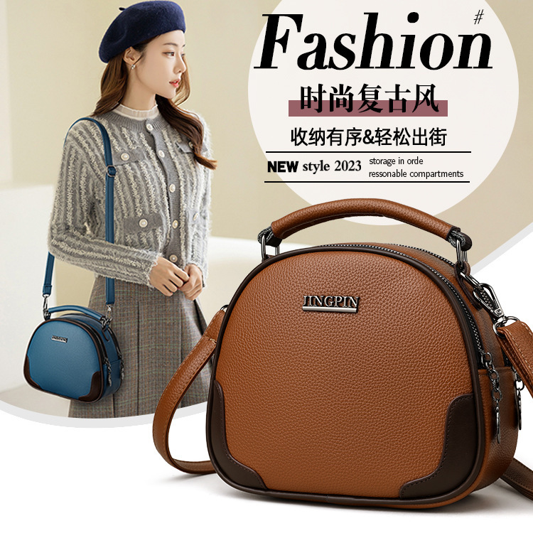 Designer 2025 New Fashionable Casual Soft Leather Sloping Women's Handbag Multifunctional Shell Large Capacity Shoulder Bag