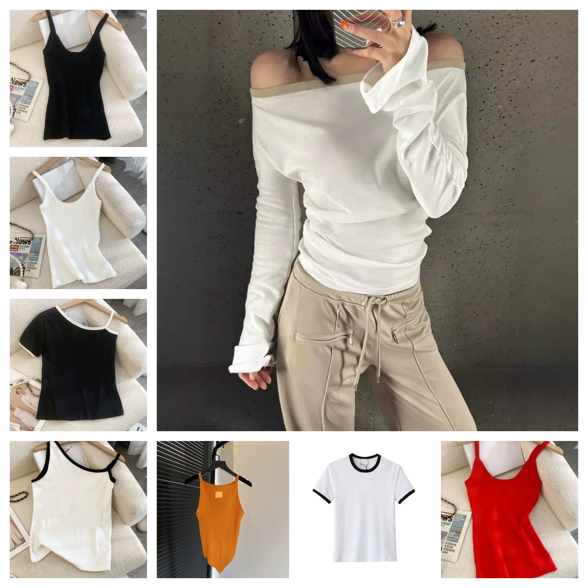 Women Tanks & Camis Anagram-embroidered cotton-blend tankTops Shorts Designer Cropped Yoga Suit Dress bra Vest Ladies solid Vintage T Shirt Femme Top