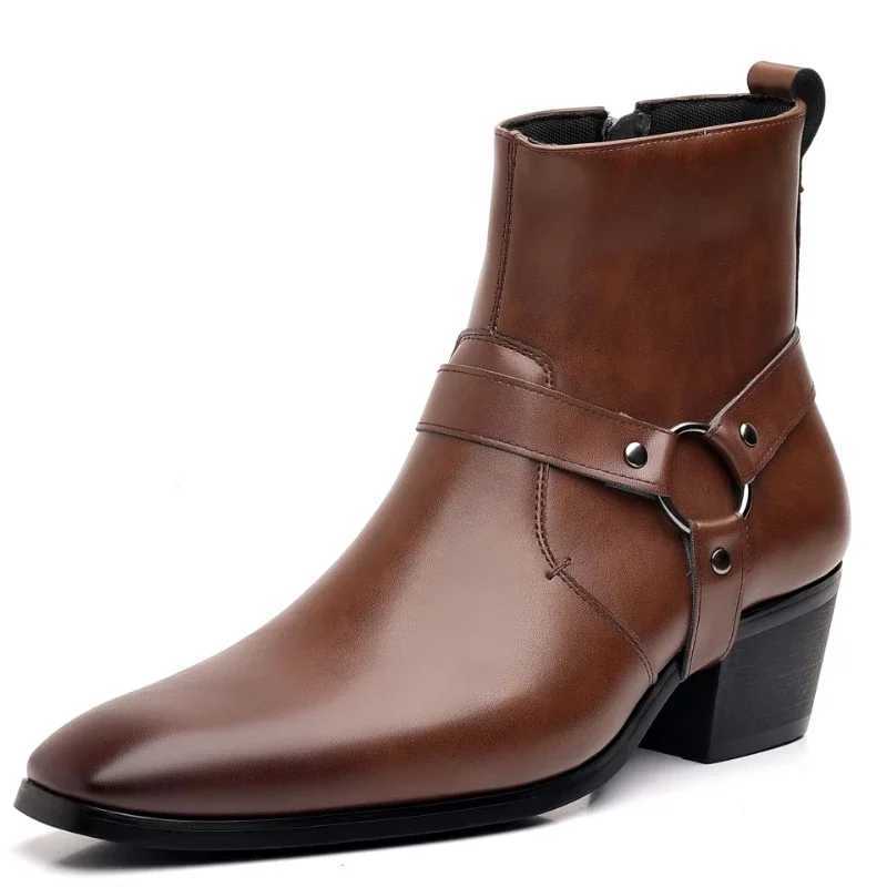 Mens Boots Fashion Designer Chelsea Boots Luxury High Quality Men Cowboy Boots Black Brown Zip Wedding Office Dress Shoes Male Z250303