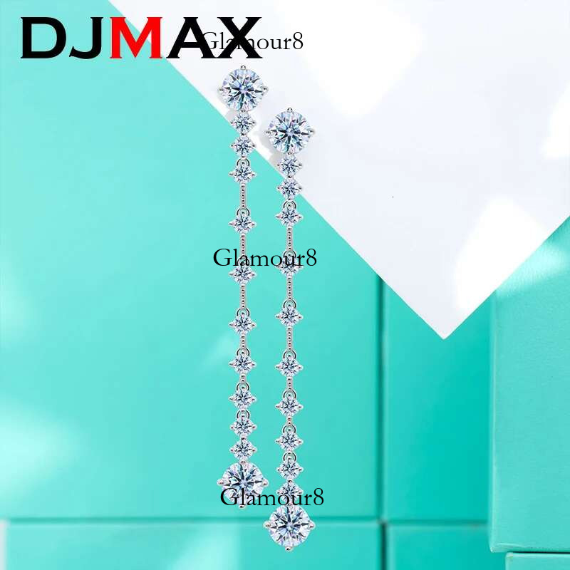 DJMAX D Color 1.5/3ct Long Tassels Moissanite Earrings for Women Premium Party Wedding Ear Studs S Sterg Sier Jewelry